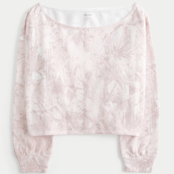 Easy double off-the-shoulder pink camo sweatshirt - Picture 2 of 2